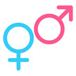 © Liuda - Male and female Gender sign icons on white background. Gender symbol pink and blue icon.