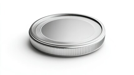 High-detail 3D silver coin with a metallic sheen, isolated on a bright white background, offering a sleek, modern look.