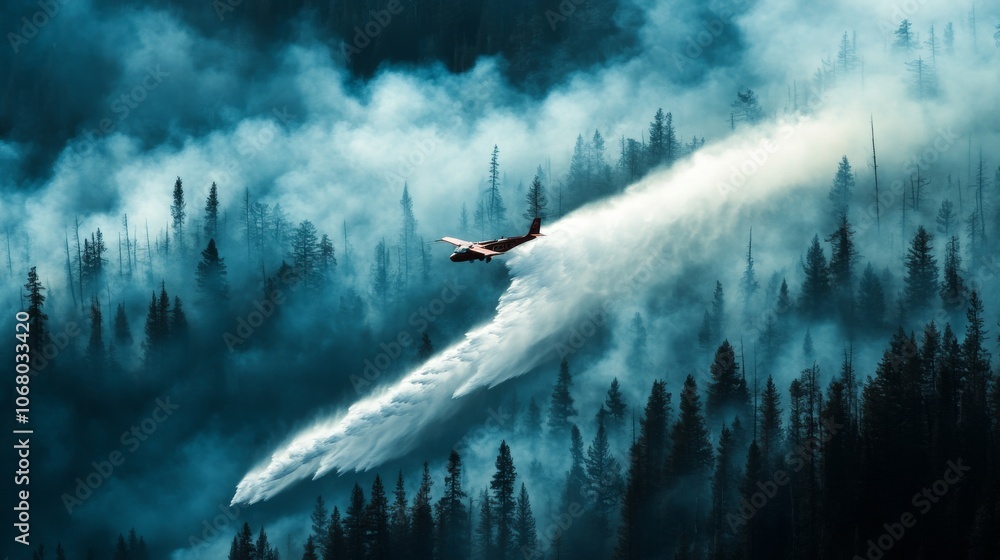 47.A firefighting plane releases a torrent of water over a burning ...