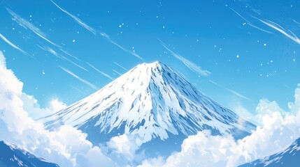 Wall Mural - Snowy Mountain in Blue Sky