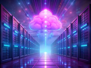 Wall Mural - futuristic cloud computing network and global digital connection,futuristic digital data transfer ne