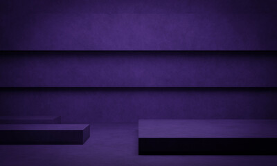 Wall Mural - 3D purple concrete room background. Cement podium