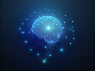 Wall Mural - 3d rendering of human brain with circuit board and dot connection background
