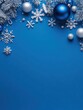 © Business Pics - blue christmas background with snowflakes and christmas balls. Copy space backgrounds