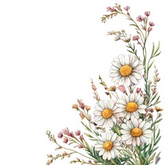 Wall Mural - Flowers on White Background