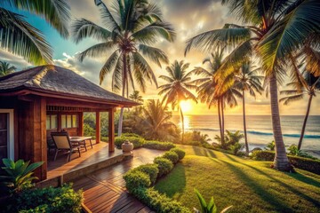 Vintage Beachfront Villa with Open-Air Design - Serene Coastal Retreat, Stunning Views, Rustic Charm, Tropical Paradise, Timeless Elegance