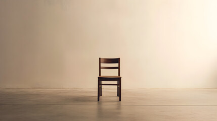 One wooden chair in the room was empty, lonely and dejected.