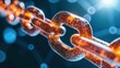 © ArtisticSnap - Close-up of a connected chain link, glowing against a digital background.
