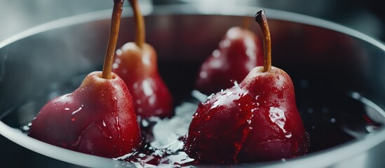 Wall Mural - Poaching Pears in Red Wine