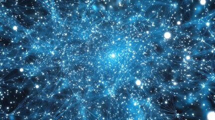 Wall Mural - blue and white interconnected dots creating sea effect