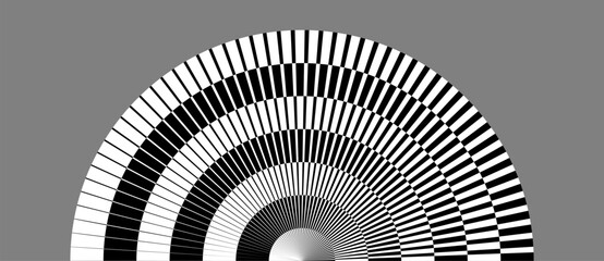 Leinwandbilder - Art sun concept background. Logo template or icon with lines. Black shape on a white background and the same white shape on the black side.