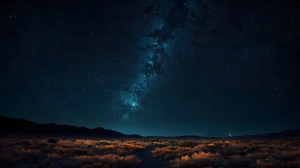 Wall Mural - mystical starry milky way illuminating a serene landscape. twinkling stars dark sky, mesmerizing & t
