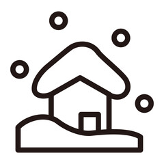 Wall Mural - House covered with snow line icon, snow disaster, winter season releated vector symbol.