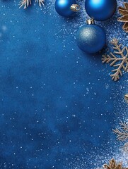 Wall Mural - blue christmas background with snowflakes and christmas balls. copy space backgrounds