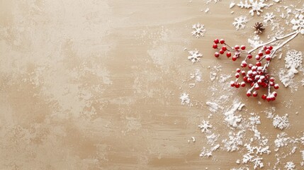 Wall Mural - create a festive christmas wallpaper featuring a wooden background with snowflakes