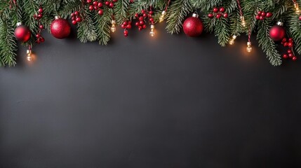 Wall Mural - create a festive christmas wallpaper background with garland and ornaments