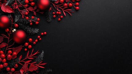 Wall Mural - create a festive christmas background wallpaper with red ornaments