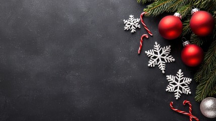 Wall Mural - create festive christmas background wallpaper with ornaments and pine branches