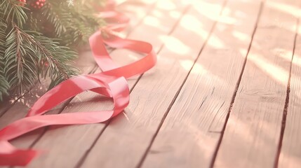 Wall Mural - create a festive christmas background wallpaper with red ribbons