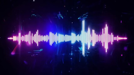 Canvas Print - Bright audio waves on dark backdrop