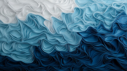 Leinwandbilder - Gentle flowing shapes in muted blues and greens create serene and calming atmosphere, reminiscent of ocean waves and soft textures