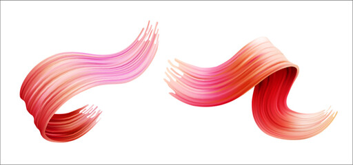Wall Mural - dynamic red ribbons creating fluid brushstroke effect. abstract digital design elements with gradien