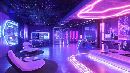 Aufkleber - Explore the futuristic health data analysis center with cyberpunk inspired features for enhanced insights