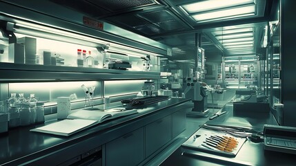 Poster - Explore the cutting-edge design of a modern medical research facility with advanced interior raytraced rendering techniques