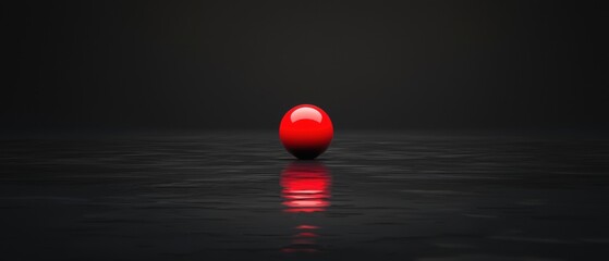 Poster - a red ball is floating in a dark blue water