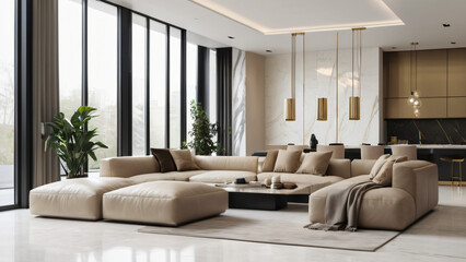 Wall Mural - modern living room with sofa