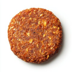 Top view of a vegan burger patty isolated on a clean white background