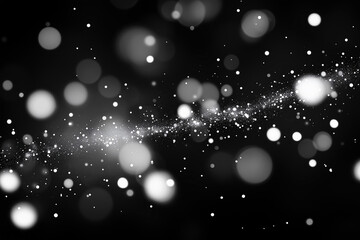 Holiday White Snow Bokeh effects on a black background, for a screen or overlay filter, with a festive and magical feel  