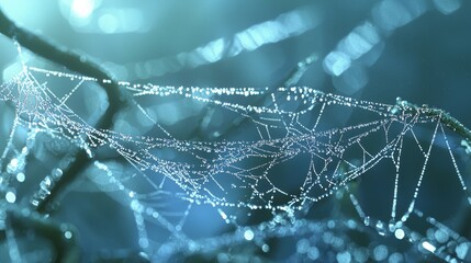 Nature's Masterpiece: Intricate Spider Webs in Morning Dew - A Tribute to Forest Biodiversity