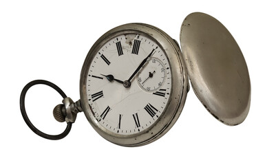 vintage pocket watch on transparent background