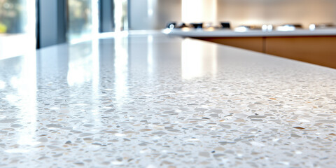 Fototapete - polished terrazzo countertop in modern kitchen setting, reflecting natural light