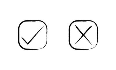 Sticker - check mark icon button set. check box icon with right or correct buttons and yes checkmark tick box icons checkbox symbol sign.