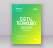 © PST Vector - Poster brochure cover banner presentation layout template, Technology digital futuristic internet network connection green blue background, Abstract cyber future tech communication Ai big data science