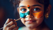 © Julia - Young Girl Painting Indian Flag on Republic Day