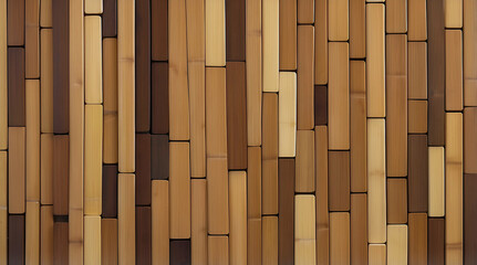 Wall Mural - Vertical Lacquered Bamboo Strips in Rich Natural Wood Tones Forming Intricate Geometric Pattern for Warm and Contemporary Wall Accent