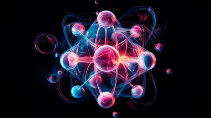 Wall Mural - abstract 3d visualization of a complex molecular structure with interconnected spheres and intricate