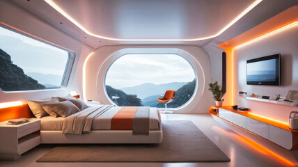 Wall Mural - high tech bedroom on a spaceship or in a laboratory