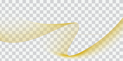 abstract vector wavy lines flowing smooth curve gold gradient color on transparent background in con