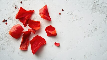 Sticker - Vibrant Red Flower Petals on White Background