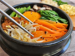 Wall Mural - Bibimbap rice and vegetables Korean food