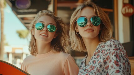 Wall Mural - The Stylish Girls in Sunglasses