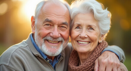 Wall Mural - Beautiful older couple with copy space