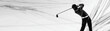 © INT888 - golfer hitting ball with dynamic diagonal lines of motion, showcasing energy and precision of swing. monochrome style emphasizes movement and focus