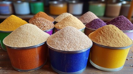 Wall Mural - Colorful Array of Different Masala Powders