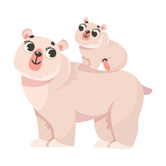 Wall Mural - bear mom with cub polar animal and cold arctic fauna vector illustration