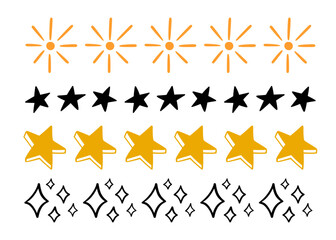 Wall Mural - scribble stars suns doodle borders strokes set